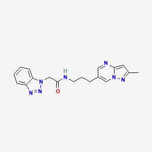 2-(1H-benzo[d][1,2,3]triazol-1-yl)-N-(3-(2-methylpyrazolo[1,5-a]pyrimidin-6-yl)propyl)acetamide