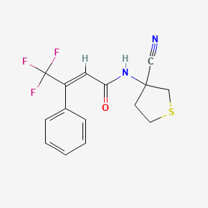 molecular formula C15H13F3N2OS B2885125 (E)-N-(3-cyanothiolan-3-yl)-4,4,4-trifluoro-3-phenylbut-2-enamide CAS No. 1334023-14-1