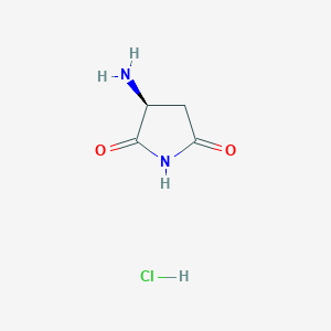 molecular formula C4H7ClN2O2 B2885133 (3S)-3-Aminopyrrolidine-2,5-dione hcl CAS No. 117237-93-1