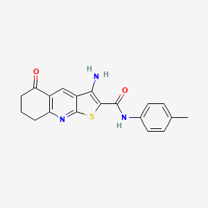 molecular formula C19H17N3O2S B2885134 3-amino-5-oxo-N-(p-tolyl)-5,6,7,8-tetrahydrothieno[2,3-b]quinoline-2-carboxamide 