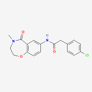 molecular formula C18H17ClN2O3 B2885142 2-(4-氯苯基)-N-(4-甲基-5-氧代-2,3,4,5-四氢苯并[f][1,4]恶杂环庚-7-基)乙酰胺 CAS No. 922000-57-5