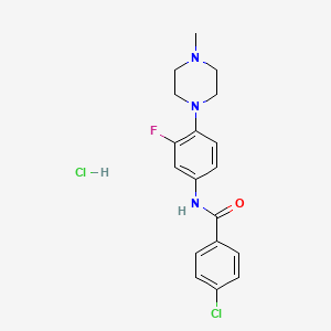 molecular formula C18H20Cl2FN3O B2885143 4-chloro-N-[3-fluoro-4-(4-methylpiperazin-1-yl)phenyl]benzamide hydrochloride CAS No. 477762-23-5