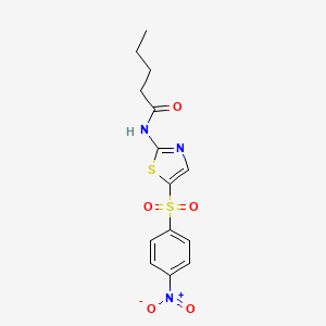 molecular formula C14H15N3O5S2 B2885152 N-[5-(4-硝基苯基)磺酰基-1,3-噻唑-2-基]戊酰胺 CAS No. 361471-31-0
