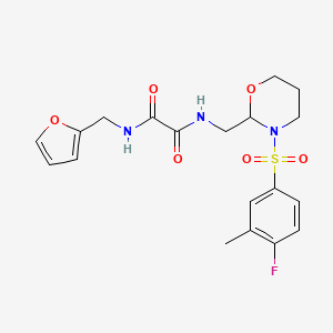 molecular formula C19H22FN3O6S B2885158 N-[[3-(4-fluoro-3-methylphenyl)sulfonyl-1,3-oxazinan-2-yl]methyl]-N'-(furan-2-ylmethyl)oxamide CAS No. 872724-97-5