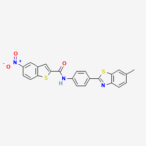 molecular formula C23H15N3O3S2 B2885160 N-(4-(6-methylbenzo[d]thiazol-2-yl)phenyl)-5-nitrobenzo[b]thiophene-2-carboxamide CAS No. 476319-57-0