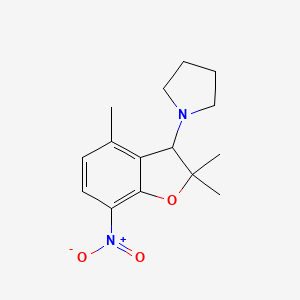 molecular formula C15H20N2O3 B2885163 1-(2,2,4-Trimethyl-7-nitro-2,3-dihydro-1-benzofuran-3-yl)pyrrolidine CAS No. 866151-78-2