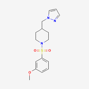 molecular formula C16H21N3O3S B2885164 4-((1H-pyrazol-1-yl)methyl)-1-((3-methoxyphenyl)sulfonyl)piperidine CAS No. 1396887-07-2