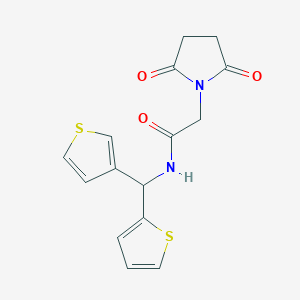 molecular formula C15H14N2O3S2 B2885172 2-(2,5-二氧代吡咯烷-1-基)-N-(噻吩-2-基(噻吩-3-基)甲基)乙酰胺 CAS No. 2034611-92-0