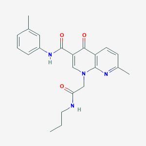 molecular formula C22H24N4O3 B2885181 7-methyl-4-oxo-1-(2-oxo-2-(propylamino)ethyl)-N-(m-tolyl)-1,4-dihydro-1,8-naphthyridine-3-carboxamide CAS No. 1251598-15-8