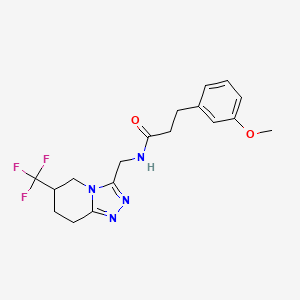 molecular formula C18H21F3N4O2 B2885186 3-(3-methoxyphenyl)-N-((6-(trifluoromethyl)-5,6,7,8-tetrahydro-[1,2,4]triazolo[4,3-a]pyridin-3-yl)methyl)propanamide CAS No. 2034422-35-8