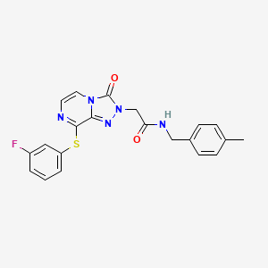 molecular formula C21H18FN5O2S B2885187 2-(8-((3-氟苯基)硫基)-3-氧代-[1,2,4]三唑并[4,3-a]哒嗪-2(3H)-基)-N-(4-甲基苄基)乙酰胺 CAS No. 1251629-98-7