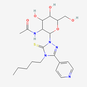 N-(4,5-dihydroxy-6-(hydroxymethyl)-2-(4-pentyl-3-(pyridin-4-yl)-5-thioxo-4,5-dihydro-1H-1,2,4-triazol-1-yl)tetrahydro-2H-pyran-3-yl)acetamide