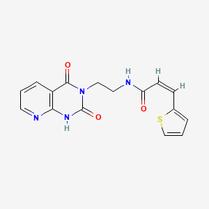 molecular formula C16H14N4O3S B2885205 (Z)-N-(2-(2,4-dioxo-1,2-dihydropyrido[2,3-d]pyrimidin-3(4H)-yl)ethyl)-3-(thiophen-2-yl)acrylamide CAS No. 2035007-54-4