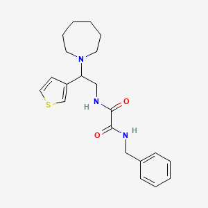 molecular formula C21H27N3O2S B2885215 N'-[2-(azepan-1-yl)-2-(thiophen-3-yl)ethyl]-N-benzylethanediamide CAS No. 946201-23-6