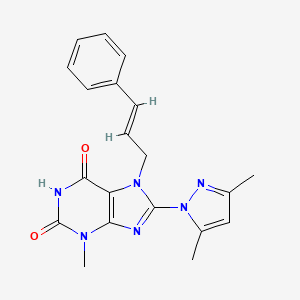 molecular formula C20H20N6O2 B2885217 7-((2E)-3-phenylprop-2-enyl)-8-(3,5-dimethylpyrazolyl)-3-methyl-1,3,7-trihydro purine-2,6-dione CAS No. 1014072-96-8