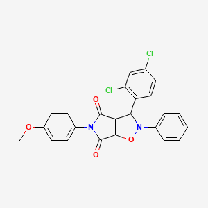 molecular formula C24H18Cl2N2O4 B2885226 3-(2,4-dichlorophenyl)-5-(4-methoxyphenyl)-2-phenyldihydro-2H-pyrrolo[3,4-d]isoxazole-4,6(3H,5H)-dione CAS No. 353273-78-6