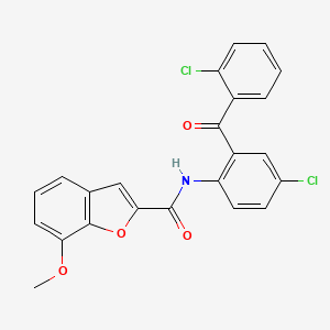 molecular formula C23H15Cl2NO4 B2885233 N-(4-chloro-2-(2-chlorobenzoyl)phenyl)-7-methoxybenzofuran-2-carboxamide CAS No. 921799-20-4