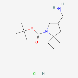 molecular formula C13H25ClN2O2 B2885250 叔丁基 7-(氨基甲基)-5-氮杂螺[3.4]辛烷-5-羧酸酯；盐酸盐 CAS No. 2361644-63-3