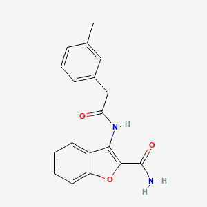 molecular formula C18H16N2O3 B2885253 3-(2-(间甲苯基)乙酰氨基)苯并呋喃-2-甲酰胺 CAS No. 898354-93-3