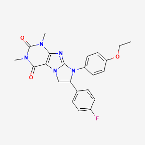 molecular formula C23H20FN5O3 B2885254 8-(4-ethoxyphenyl)-7-(4-fluorophenyl)-1,3-dimethyl-1H-imidazo[2,1-f]purine-2,4(3H,8H)-dione CAS No. 845627-99-8