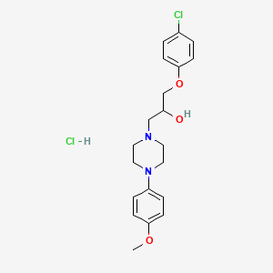 molecular formula C20H26Cl2N2O3 B2885262 1-(4-Chlorophenoxy)-3-(4-(4-methoxyphenyl)piperazin-1-yl)propan-2-ol hydrochloride CAS No. 1215780-51-0