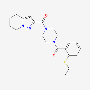 molecular formula C21H26N4O2S B2885270 (4-(2-(Ethylthio)benzoyl)piperazin-1-yl)(4,5,6,7-tetrahydropyrazolo[1,5-a]pyridin-2-yl)methanone CAS No. 1903035-90-4