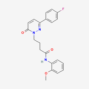 molecular formula C21H20FN3O3 B2885273 4-(3-(4-fluorophenyl)-6-oxopyridazin-1(6H)-yl)-N-(2-methoxyphenyl)butanamide CAS No. 946321-28-4