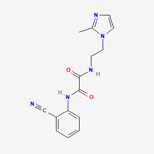molecular formula C15H15N5O2 B2885275 N1-(2-氰基苯基)-N2-(2-(2-甲基-1H-咪唑-1-基)乙基)草酰胺 CAS No. 1211783-78-6