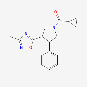 molecular formula C17H19N3O2 B2885278 环丙基(3-(3-甲基-1,2,4-恶二唑-5-基)-4-苯基吡咯烷-1-基)甲酮 CAS No. 1904027-51-5