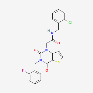 molecular formula C22H17ClFN3O3S B2885284 N-[(2-chlorophenyl)methyl]-2-{3-[(2-fluorophenyl)methyl]-2,4-dioxo-1H,2H,3H,4H-thieno[3,2-d]pyrimidin-1-yl}acetamide CAS No. 1252930-71-4