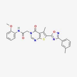 molecular formula C25H21N5O4S B2885287 N-(2-methoxyphenyl)-2-(5-methyl-4-oxo-6-(3-(m-tolyl)-1,2,4-oxadiazol-5-yl)thieno[2,3-d]pyrimidin-3(4H)-yl)acetamide CAS No. 1243012-09-0