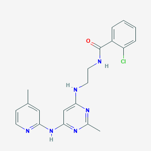 2-chloro-N-(2-((2-methyl-6-((4-methylpyridin-2-yl)amino)pyrimidin-4-yl)amino)ethyl)benzamide