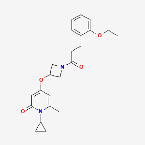 molecular formula C23H28N2O4 B2885292 1-cyclopropyl-4-((1-(3-(2-ethoxyphenyl)propanoyl)azetidin-3-yl)oxy)-6-methylpyridin-2(1H)-one CAS No. 2034311-81-2