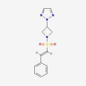 molecular formula C13H14N4O2S B2885295 2-{1-[(E)-2-phenylethenesulfonyl]azetidin-3-yl}-2H-1,2,3-triazole CAS No. 2380195-49-1