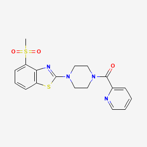 molecular formula C18H18N4O3S2 B2885299 (4-(4-(甲磺酰基)苯并[d]噻唑-2-基)哌嗪-1-基)(吡啶-2-基)甲酮 CAS No. 1251708-26-5