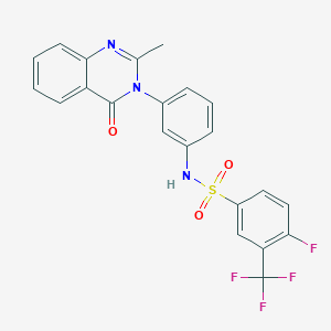 molecular formula C22H15F4N3O3S B2885303 4-氟-N-(3-(2-甲基-4-氧代喹唑啉-3(4H)-基)苯基)-3-(三氟甲基)苯磺酰胺 CAS No. 898421-09-5