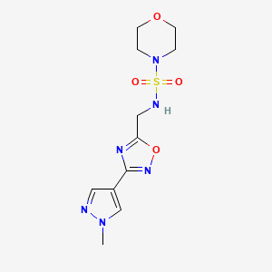 molecular formula C11H16N6O4S B2885308 N-{[3-(1-methyl-1H-pyrazol-4-yl)-1,2,4-oxadiazol-5-yl]methyl}morpholine-4-sulfonamide CAS No. 2097926-65-1