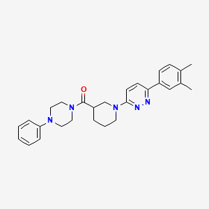 molecular formula C28H33N5O B2885318 (1-(6-(3,4-二甲苯基)哒嗪-3-基)哌啶-3-基)(4-苯基哌嗪-1-基)甲苯酮 CAS No. 1251583-22-8