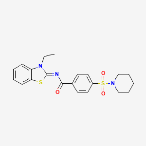 molecular formula C21H23N3O3S2 B2885319 (Z)-N-(3-ethylbenzo[d]thiazol-2(3H)-ylidene)-4-(piperidin-1-ylsulfonyl)benzamide CAS No. 850910-69-9