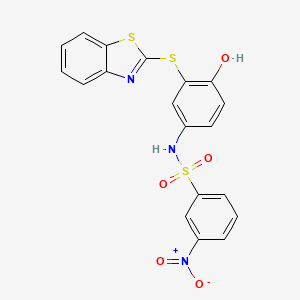 N-[3-(1,3-benzothiazol-2-ylsulfanyl)-4-hydroxyphenyl]-3-nitrobenzene-1-sulfonamide