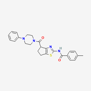 molecular formula C25H26N4O2S B2885337 4-甲基-N-(4-(4-苯基哌嗪-1-羰基)-5,6-二氢-4H-环戊[d]噻唑-2-基)苯甲酰胺 CAS No. 942005-01-8