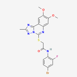 molecular formula C20H17BrFN5O3S B2885341 N-(4-溴-2-氟苯基)-2-((8,9-二甲氧基-2-甲基-[1,2,4]三唑并[1,5-c]喹唑啉-5-基)硫代)乙酰胺 CAS No. 902593-50-4
