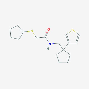 2-(cyclopentylthio)-N-((1-(thiophen-3-yl)cyclopentyl)methyl)acetamide