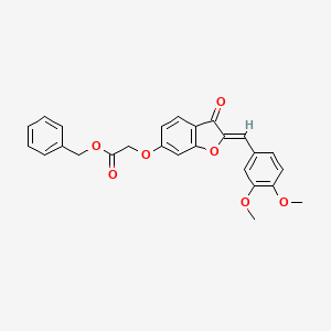 molecular formula C26H22O7 B2885347 (Z)-benzyl 2-((2-(3,4-dimethoxybenzylidene)-3-oxo-2,3-dihydrobenzofuran-6-yl)oxy)acetate CAS No. 858760-15-3