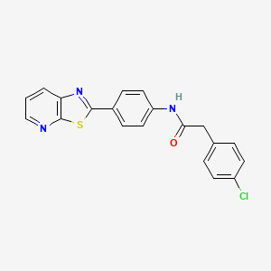 molecular formula C20H14ClN3OS B2885350 2-(4-chlorophenyl)-N-(4-(thiazolo[5,4-b]pyridin-2-yl)phenyl)acetamide CAS No. 863589-06-4
