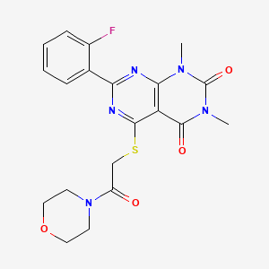 molecular formula C20H20FN5O4S B2885364 7-(2-fluorophenyl)-1,3-dimethyl-5-((2-morpholino-2-oxoethyl)thio)pyrimido[4,5-d]pyrimidine-2,4(1H,3H)-dione CAS No. 872842-76-7