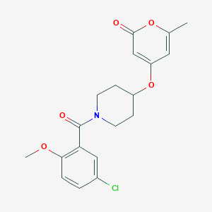 molecular formula C19H20ClNO5 B2885371 4-((1-(5-chloro-2-methoxybenzoyl)piperidin-4-yl)oxy)-6-methyl-2H-pyran-2-one CAS No. 1704534-82-6