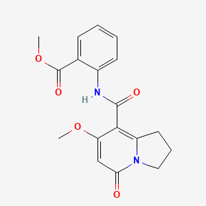 molecular formula C18H18N2O5 B2885375 Methyl 2-(7-methoxy-5-oxo-1,2,3,5-tetrahydroindolizine-8-carboxamido)benzoate CAS No. 2034280-51-6