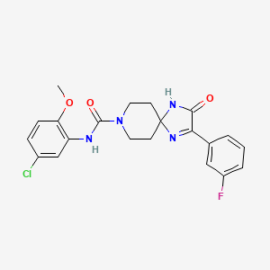 molecular formula C21H20ClFN4O3 B2885380 N-(5-chloro-2-methoxyphenyl)-2-(3-fluorophenyl)-3-oxo-1,4,8-triazaspiro[4.5]dec-1-ene-8-carboxamide CAS No. 1190018-90-6