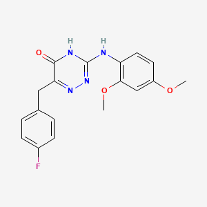 molecular formula C18H17FN4O3 B2885381 3-((2,4-dimethoxyphenyl)amino)-6-(4-fluorobenzyl)-1,2,4-triazin-5(4H)-one CAS No. 898610-97-4